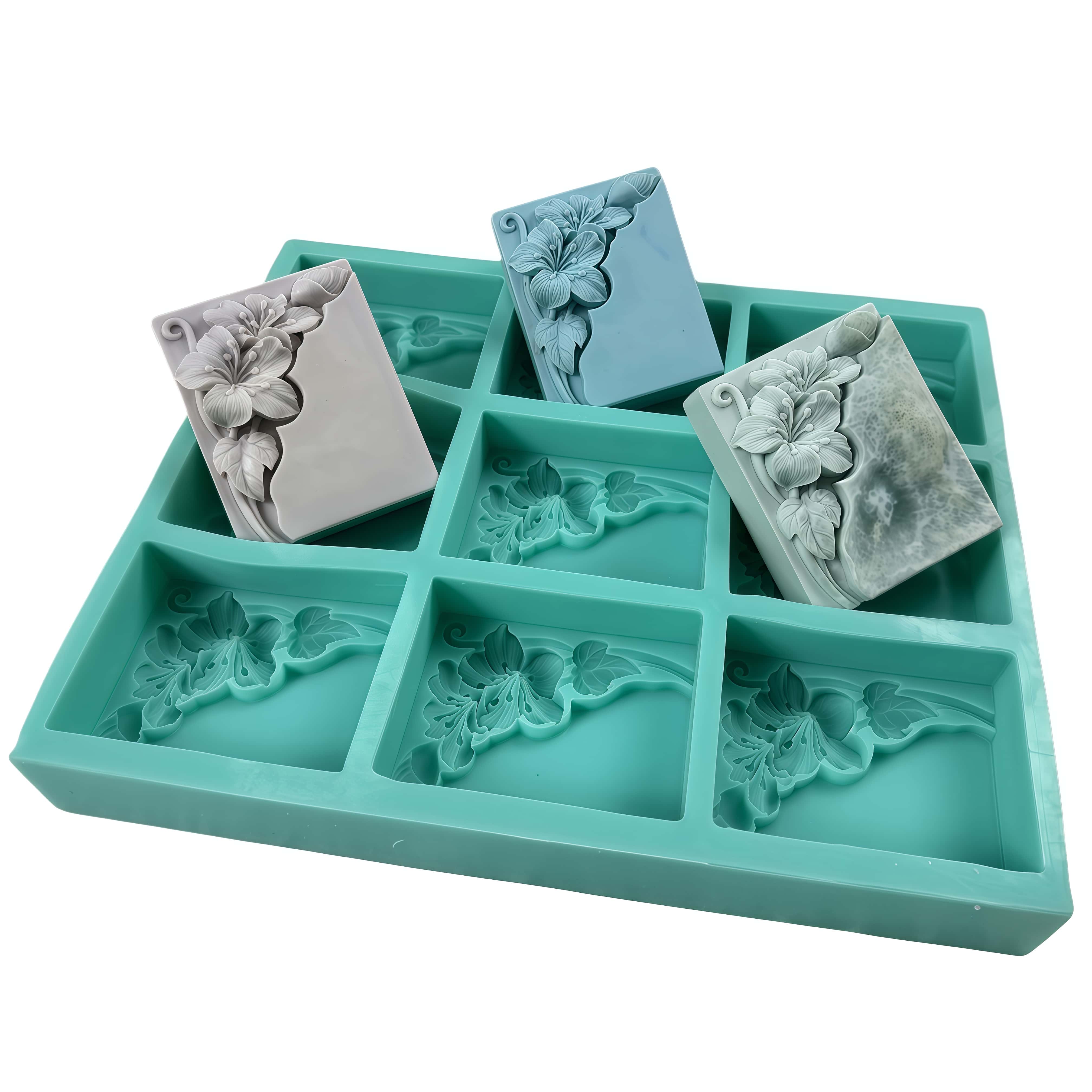 Soap Making Book - Stampo per sapone floreale a 9